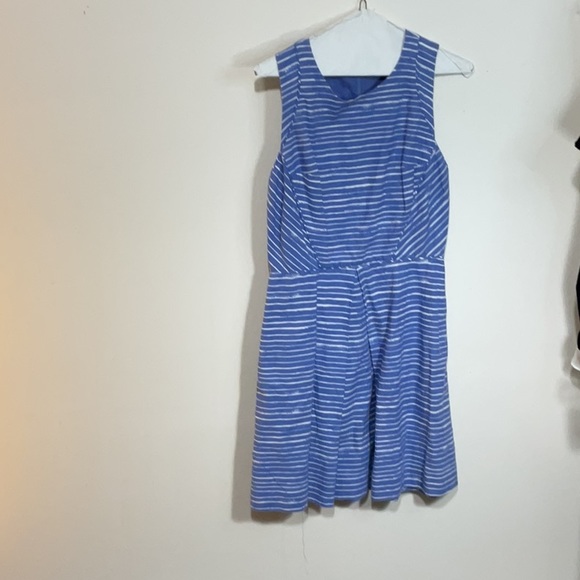 Gap dress blue and white with pockets mooth linen-cotton weave, lining in bodice - Picture 3 of 9
